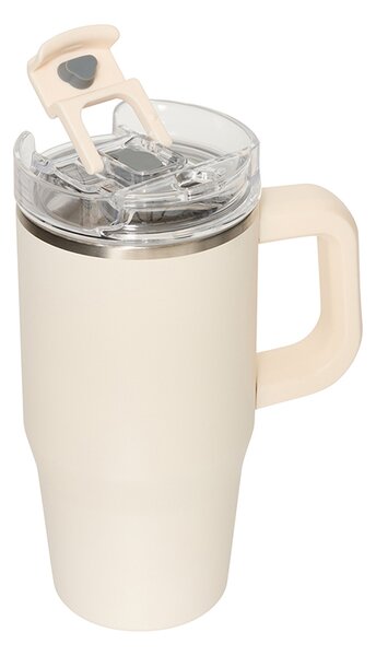 Κούπα Θερμός Με Λαβή & Καλαμάκι 600ml F-V Alex 213566 Beige