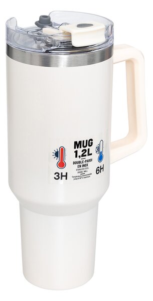 Κούπα Θερμός Με Λαβή & Καλαμάκι 1.2lt F-V Alex 198062 Beige
