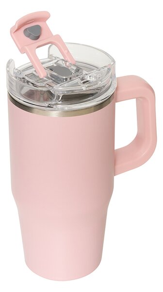 Κούπα Θερμός Με Λαβή & Καλαμάκι 600ml F-V Alex 213566 Pink