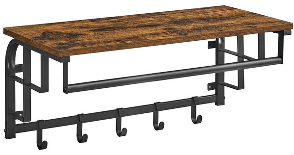 Κρεμάστρα Τοίχου 5 Θέσεων Με Ράφι (66x30x27) Vasagle LCR012KD02