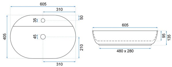 Πάγκος νιπτήρας REA Aura 61