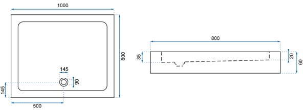 Rea Savoy Μαύρη ακρυλική ντουζιέρα 80x100