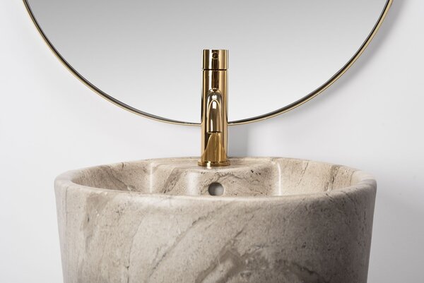 Ανεξάρτητος κεραμικός νιπτήρας Blanka Natural Mat Marble Y:85 cm/ Διάμετρος: 45 cm/ 40x 40 cm