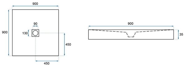 Δίσκος ντουζιέρας Grey Rock 90 x 90