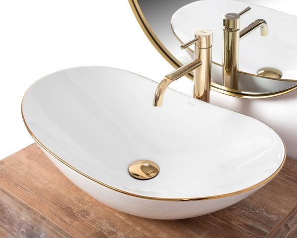 Νιπτήρας Rea Royal Gold Edge 62.5 x 36 x 15 cm