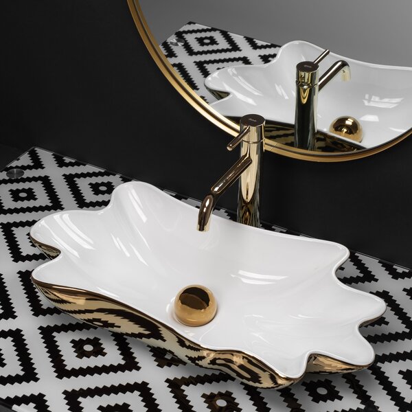 REA Sea Infinity Gold/Λευκός νιπτήρας + βύσμα