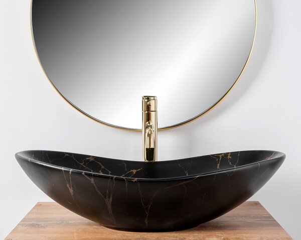 Πάγκος νιπτήρας Rea Royal Black Marble Matt