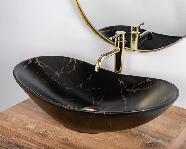 Πάγκος νιπτήρας Rea Royal Black Marble Matt