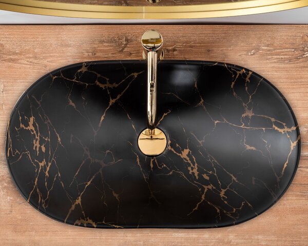 Πάγκος νιπτήρας Rea Royal Black Marble Matt