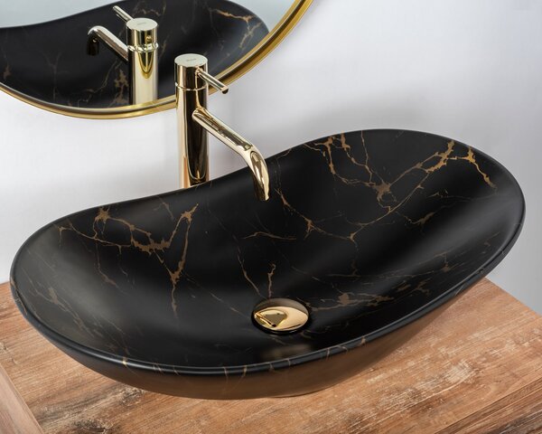 Πάγκος νιπτήρας Rea Royal Black Marble Matt