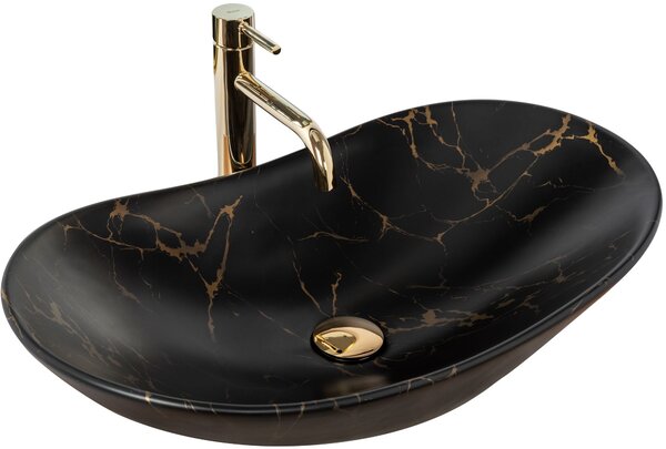 Πάγκος νιπτήρας Rea Royal Black Marble Matt