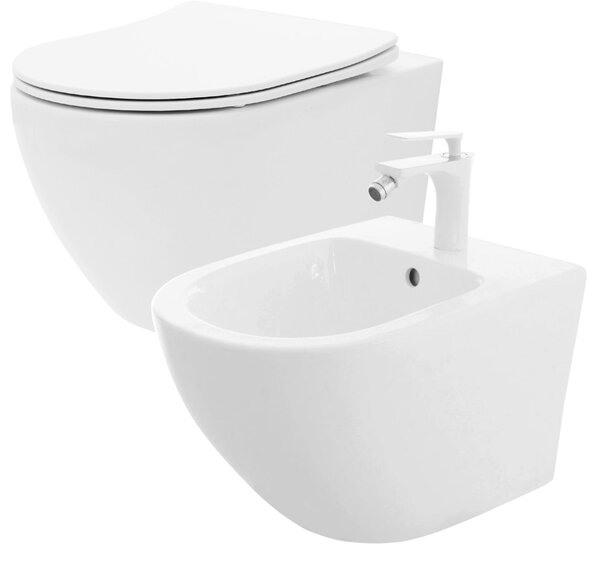 Σετ: Carlo Flat Mini λεκάνη τουαλέτας Rimless + Carlo Mini Bidet