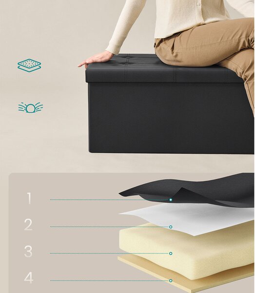 Ταμπουρέ Με Αποθηκευτικό Χώρο (76x35.5x38) Songmics LSF105