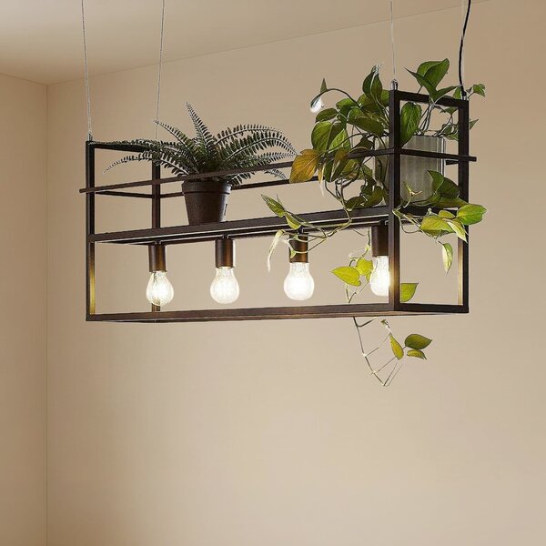 Lindby Φωτιστικό οροφής Grisela, ράφι, μαύρο, μέταλλο, 120 cm, ρυθμιζόμενος, Μαύρο, Σαλόνι / τραπεζαρία, Μέταλλο, σύγχρονο