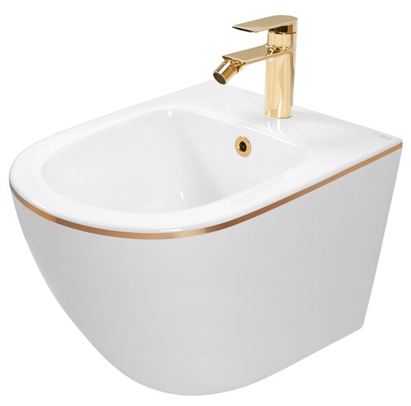 Σετ τραπέζι WC CARLO Mini Flat + μπιντέ CARLO Mini White Gold Edge