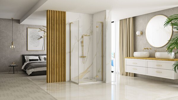 Καμπίνα ντους REA Hugo 100x90 Brushed Gold