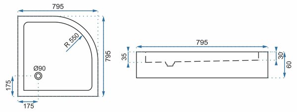 REA Look Μαύρη καμπίνα ντουζιέρας Μαύρη 80x80 + Δίσκος ντους Look White