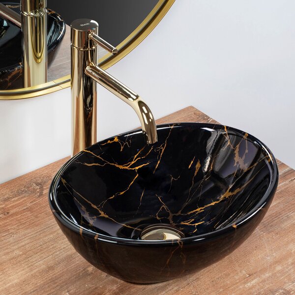 Γυαλιστερός πάγκος νιπτήρας Rea Sofia Mini Black Marble