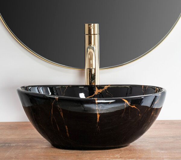 Γυαλιστερός πάγκος νιπτήρας Rea Sofia Mini Black Marble