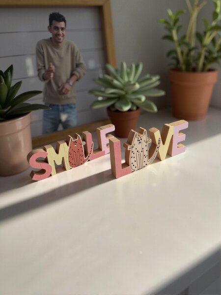 Sinsay - Όρθιο διακοσμητικό SMILE & LOVE - ροζ παστελ