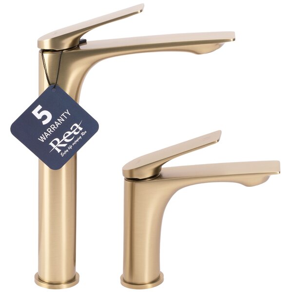 Βρύση νιπτήρα Rea AVALON, BRUSHED GOLD, HIGH