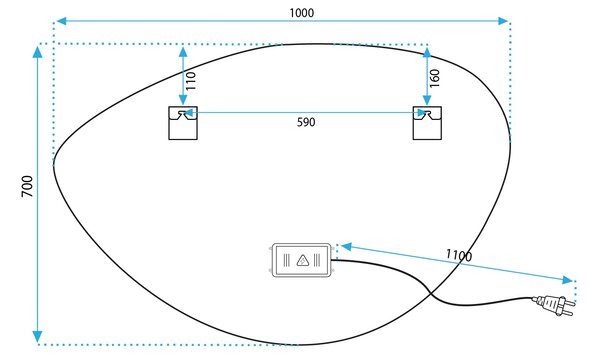 ΚΑΘΡΕΦΤΗΣ ΤΟΙΧΟΥ LED ΜΕ ΛΕΙΤΟΥΡΓΙΑ BLUETOOTH 70x100cm ΟΜΙΧΛΗ