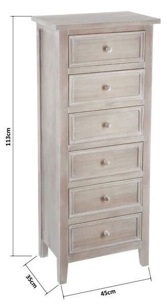 Συρταριέρα 6 Θέσεων (45x35x113) A-S Charme Natural 102214C