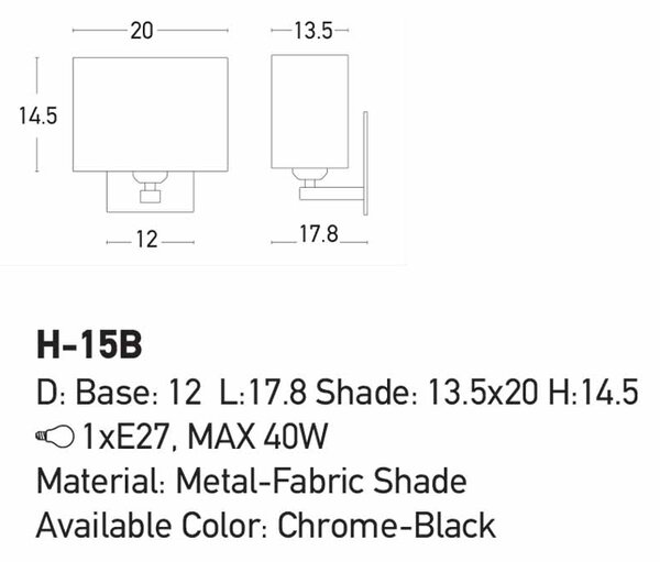 Απλίκα Τοίχου Zambelis H-15B Chrome/Black