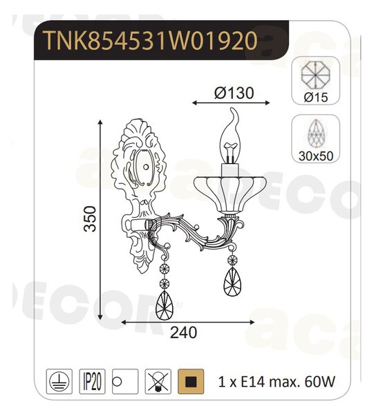 Απλίκα Τοίχου Aca Sarto TNK854531W Bronze