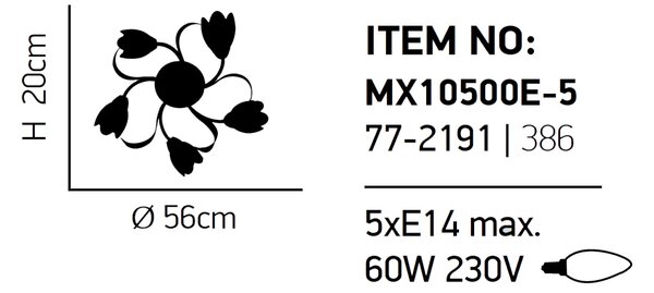 Φωτιστικό Οροφής Πολύφωτο Homelighting Caren 77-2191 White