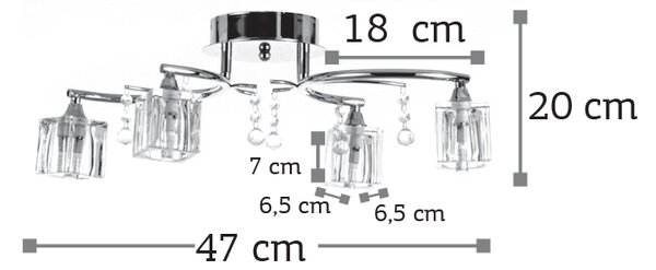 InLight Φωτιστικό οροφής από χρώμιο μέταλλο και κρύσταλλα 4XG9 D:47cm (6120-4)