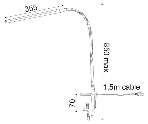 LED ΓΡΑΦΕΙΟΥ 5W 4000Κ ΑΦΗΣ ΑΣΗΜΙ+ΣΠΙΡΑΛ+ΣΦΙΓΚΤΗΡ 230VΗ85,5CM