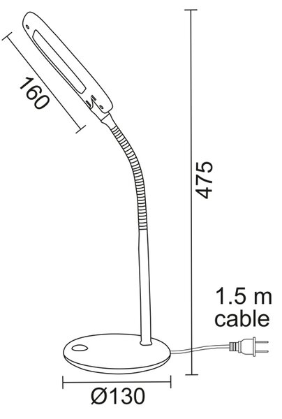 LED Φ/Σ ΓΡΑΦΕΙΟΥ 5W ΜΑΥΡΟ 4000Κ ΜΕ ΣΠΙΡΑΛ 230V Φ13XH47,5CM