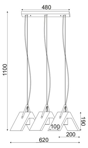 ΚΡΕΜΑΣΤΟ Φ/Σ 3ΧΕ27 ΤΣΙΜΕΝΤΟ+ΔΕΡΜΑ 62Χ20ΧΗ110CM