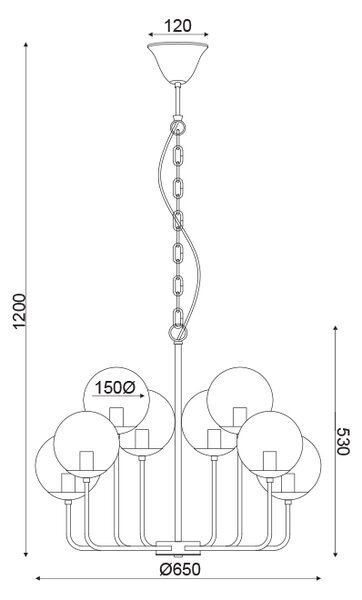 ΚΡΕΜΑΣΤΟ Φ/Σ 8ΧΕ14 ΔΙΑΦΑΝΟ ΓΥΑΛΙ+ΜΕΤΑΛΛΟ ΜΑΥΡΟ Φ65ΧΗ120CM