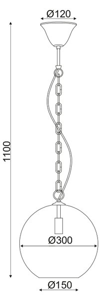 ΚΡΕΜΑΣΤΟ Φ/Σ 1ΧΕ14 ΓΥΑΛΙ+ΜΕΤΑΛΛΟ ΜΑΥΡΟ Φ30ΧΗ110CM