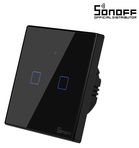 GloboStar® 80019 SONOFF T3EU2C-TX-EU-R2 - Wi-Fi Smart Wall Touch Button Switch 2 Way TX GR Series