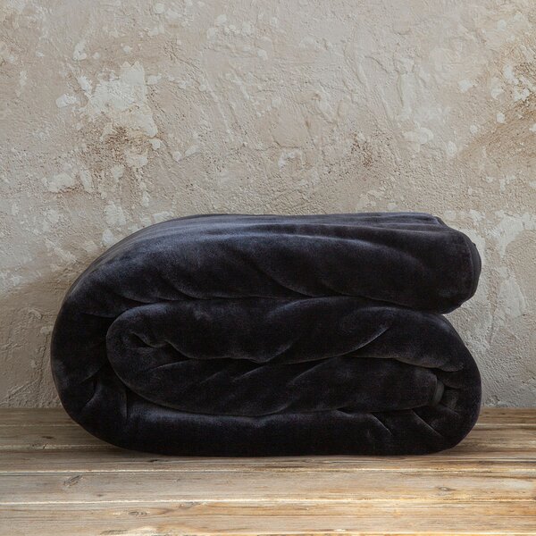 Κουβέρτα Βελουτέ Υπέρδιπλη (220x240) Nima Bed Linen Coperta Black