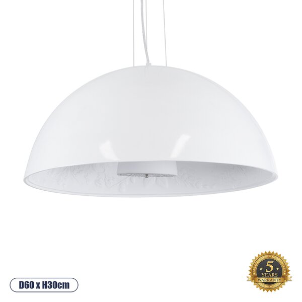 GloboStar® SERENIA WHITE 01271 Μοντέρνο Κρεμαστό Φωτιστικό Οροφής Μονόφωτο 1 x E27 AC220-240V IP20 - Φ60 x Υ30cm - Λευκό Γύψινο Καμπάνα