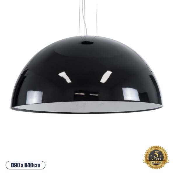 GloboStar® SERENIA 01272 Μοντέρνο Κρεμαστό Φωτιστικό Καμπάνα Μονόφωτο 1 x E27 IP20 Μαύρο Μέταλλο με Λευκό Γύψο - Μ90 x Π90 x Y40cm