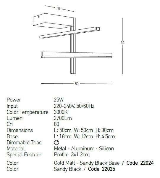 Φωτιστικό Πλαφονιέρα LED Dimmable Zambelis 22025 Black Matt