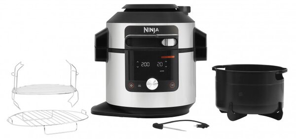 Πολυμάγειρας Ninja Foodi OL750EU, 1760W, 7,5 l, 3 λειτουργίες, 14 προγράμματα, SmartLid, Inox/μαύρο