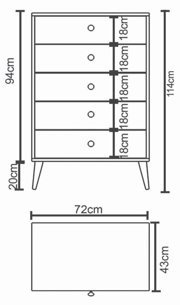 Συρταριέρα AMARI Λευκό Μοριοσανίδα 72x43x114cm