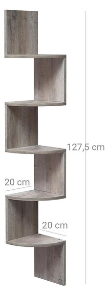 Γωνιακή Βιβλιοθήκη Τοίχου 5 Θέσεων (20x20x127.5) Vasagle LBC072M01
