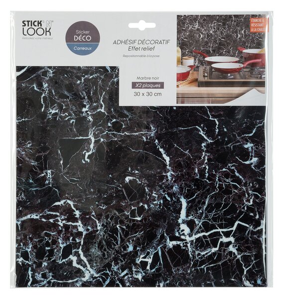 Αυτοκόλλητα Πλακάκια (Σετ 2τμχ) S-D Marble 150538B Black