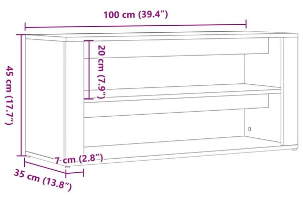 Πάγκος Παπουτσιών Artisan Δρυς 100x35x45 εκ. Επεξεργασμένο Ξύλο - Καφέ