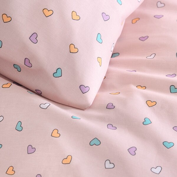 Σεντόνι Λίκνου Επίπεδο (80x110) Rythmos Tiny Heart Salmon