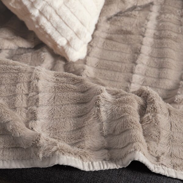 Διακοσμητική Μαξιλαροθήκη Γούνινη (45x45) Silk Fashion Stripe Beige