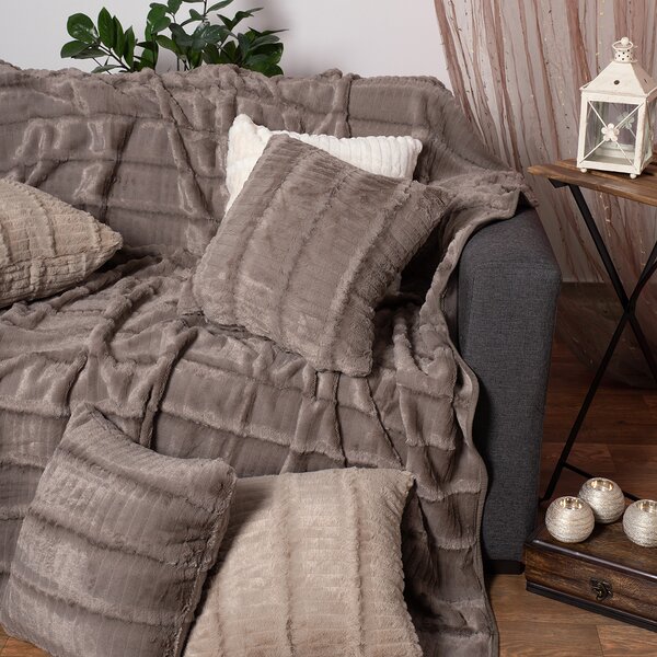 Διακοσμητική Μαξιλαροθήκη Γούνινη (45x45) Silk Fashion Stripe Grey