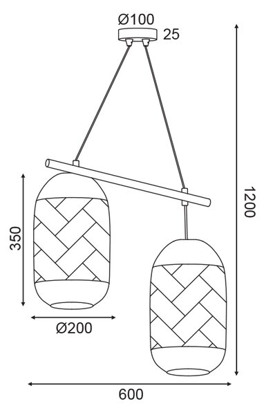 Φωτιστικό Οροφής Δίφωτο Aca Coconut OD762P60RW Rattan